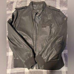 Members Only Cafe Racer Leather Jacket Gray Size 42